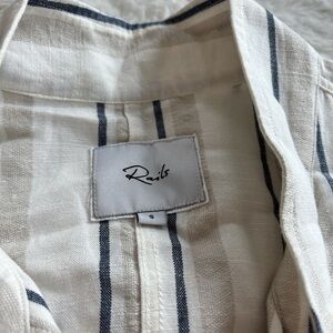 Rails Striped Button Down Shirt White and Blue